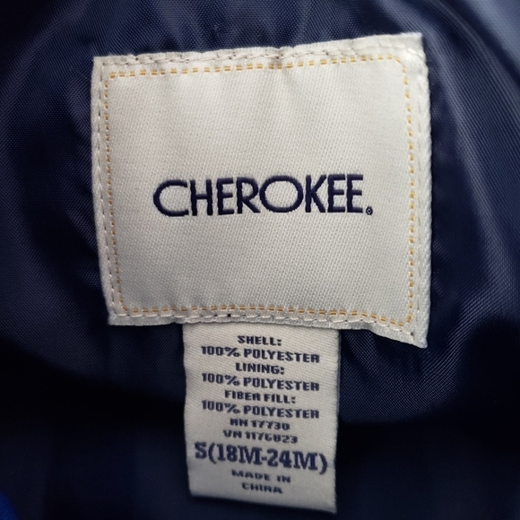 Cherokee Baby Boy Small 18-24 Months Blue Puffer Vest Full Zip - Picture 3 of 3